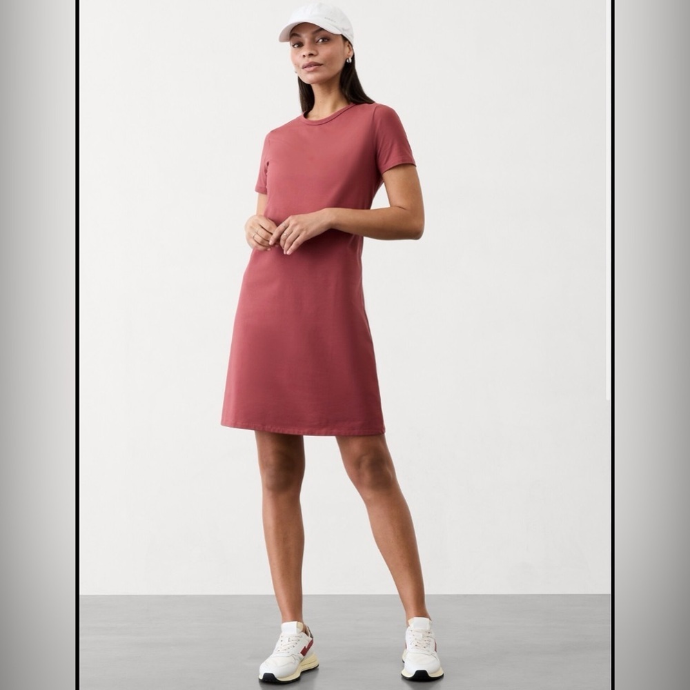 Athleta Essential Tee Dress Stretch Cotton Short Sleeve Size L